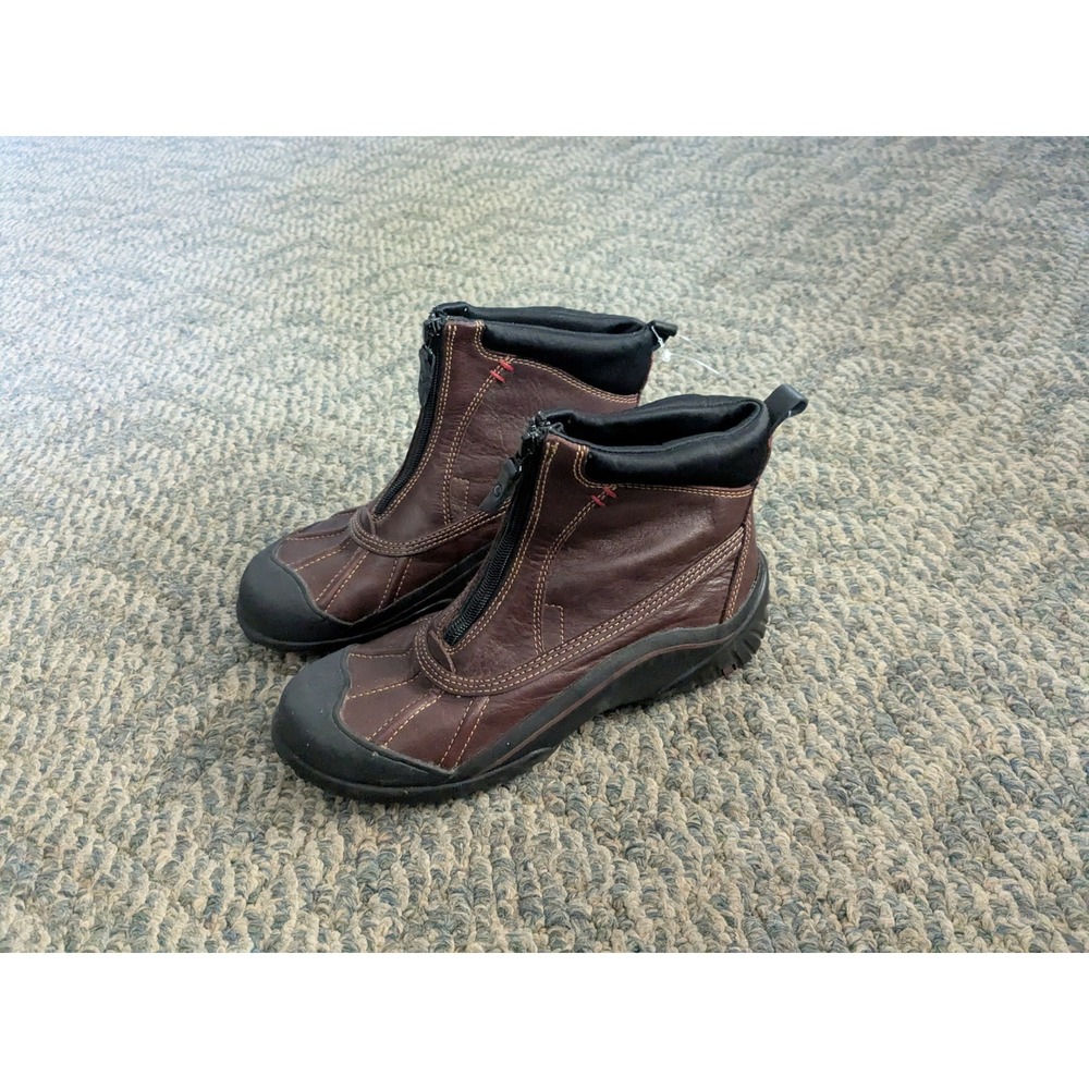 Clarks Waterproof Brown Leather Front Zip Ankle Duck Boots Mens 6M 83415